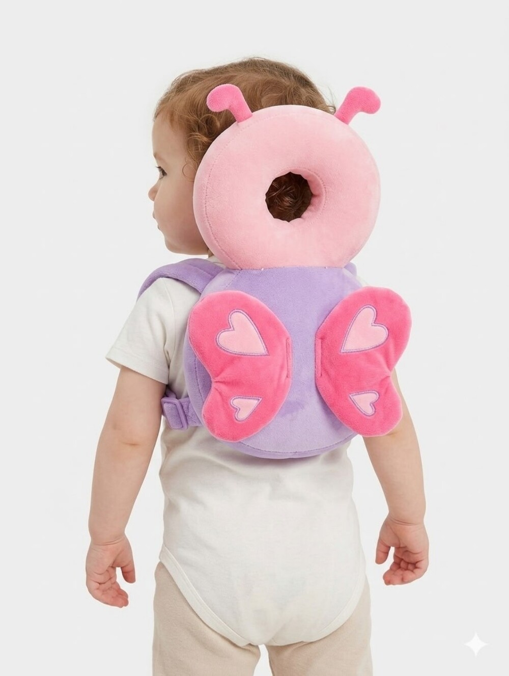 Plush Butterfly Head Protector Backpack - Pink & Purple